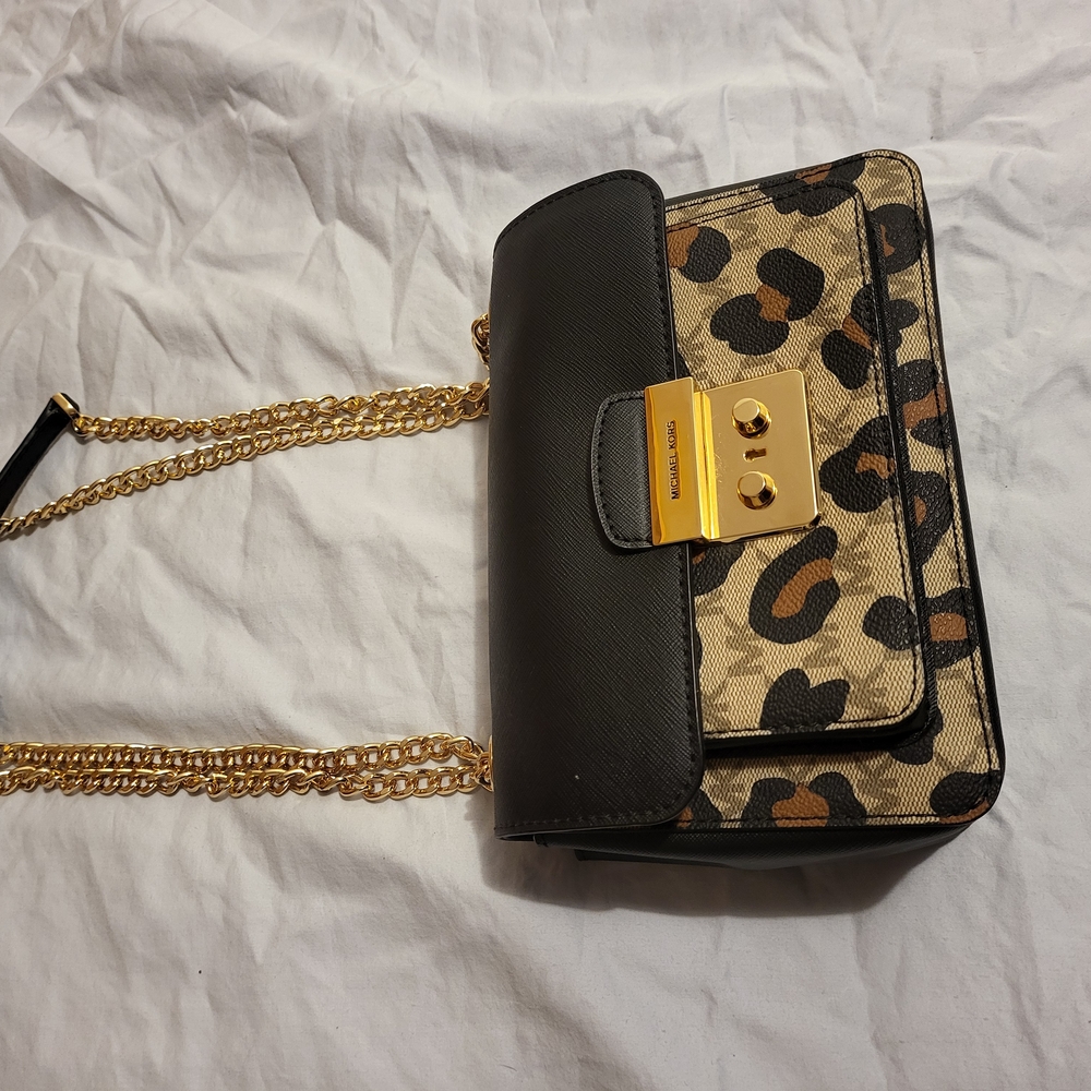Michael Kors Black and Tan Crossbody Bag